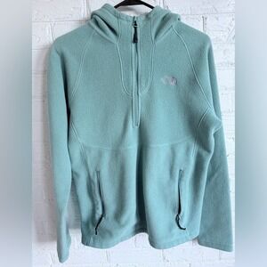 The North Face Womens Fleece Hoodie Pullover Quarter Zip Aqua Blue Size M